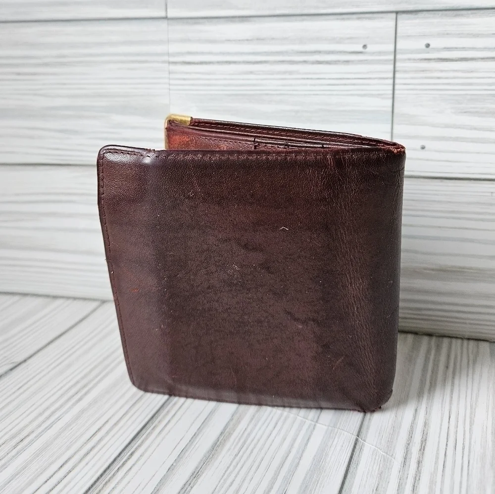 Cartier Vintage Must De Bi Fold Wallet with Coin Pouch in Burgundy Leather